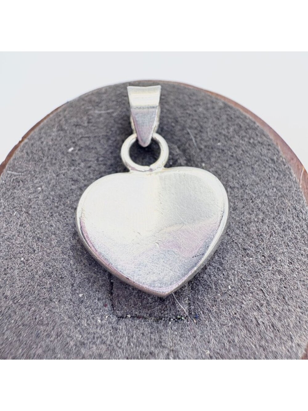 Puffed Concave Heart Pendant Sterling Silver 925 Size 0.75" Length